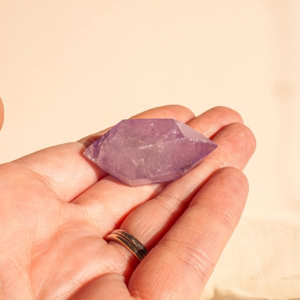 Small Polished Amethyst Double Terminated Point with Inclusions - Image 2
