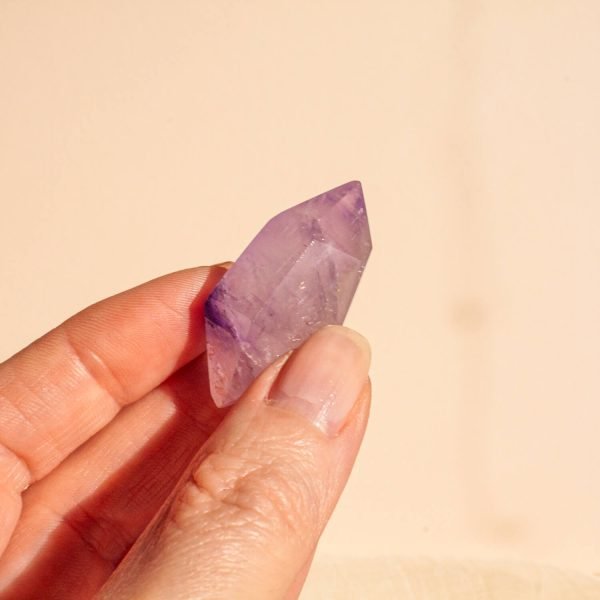 Small Polished Amethyst Double Terminated Point with Inclusions - Image 4